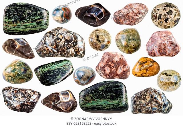 set of various Madagascar jasper gemstones