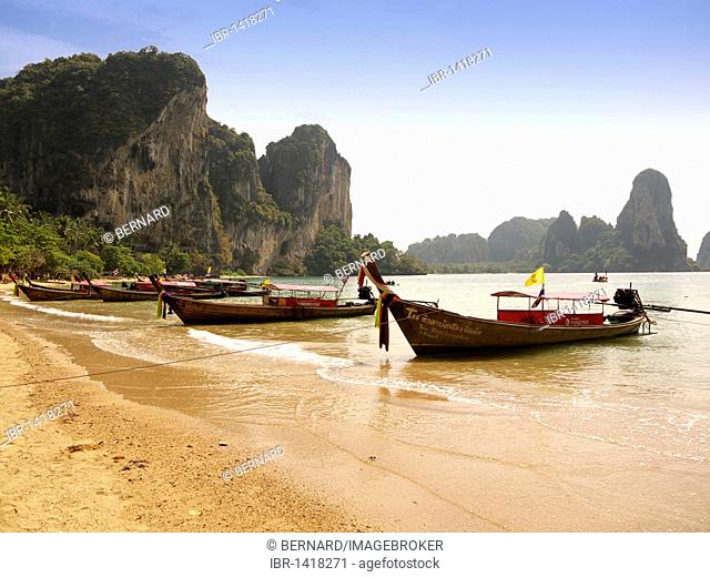 North Bay with Ao Ton Sai beach, Railey peninsula, Rai Leh, Andaman Sea, Krabi Province, Thailand, Asia
