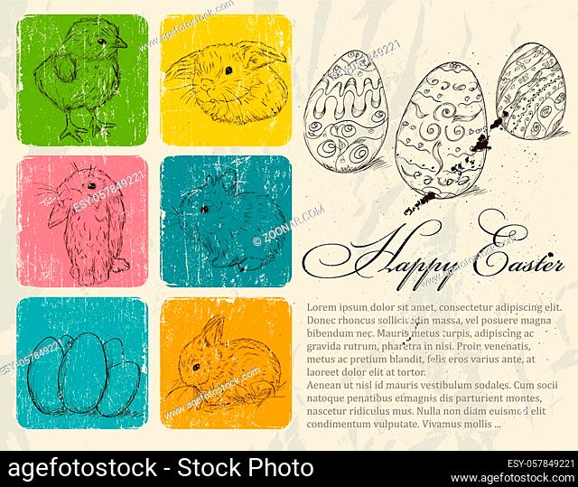 Vintage poster about Easter. Vector illustration EPS8