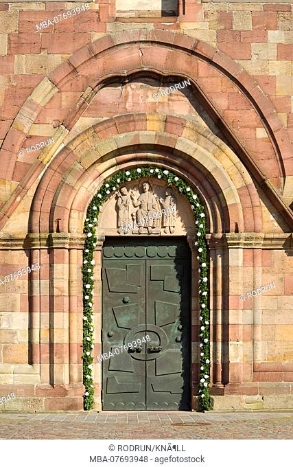 Germany, Baden-WÃ¼rttemberg, RheinmÃ¼nster, Minster Schwarzach, west portal of the former Benedictine abbey