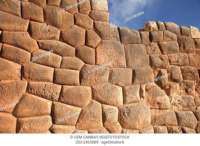 Ancient Inca walls at Chinchero Ruins, Chinchero, Valle Sagrado, Cuzco, Peru, South America