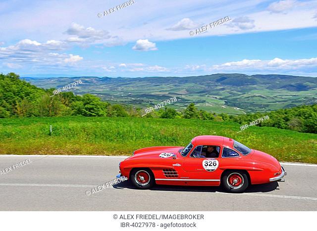 Mercedes Benz 300 SL, W 198, classic car, racing car, car race, Mille Miglia 2014, Miglia 1000, 1000 Miles, near Radicofani, Tuscany, Italy