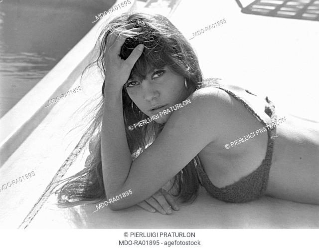 American actress Lee Grant (Lyova Haskell Rosenthal) wearing a bikini on th...