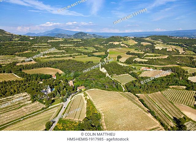 France, Vaucluse, Gigondas, route de Montmirail (aerial view)