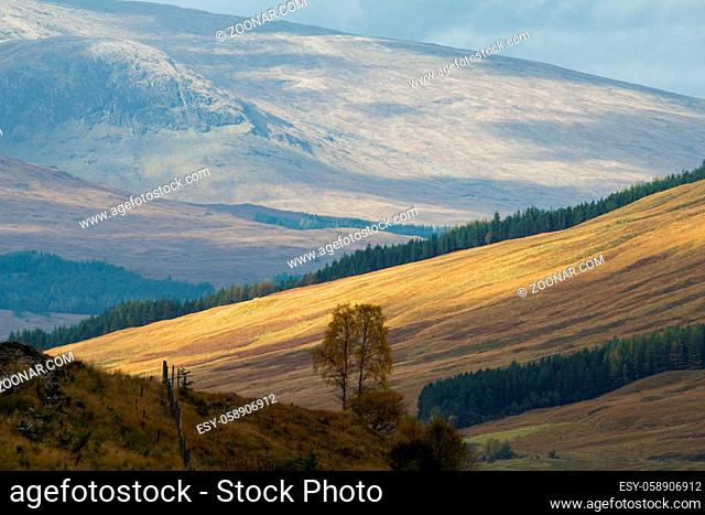 Mount landscape - view of highland in Scotland, autumn, telephoto shot