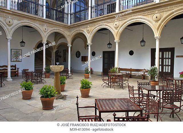 Courtyard of the Parador Nacional del Condestable Dávalos, Úbeda. Jaén province, Andalusia, Spain