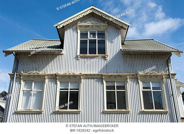 Old white house made of corrugated iron, town centre, Reykjavik Iceland Scandinavia, Northern, Europe, Europe