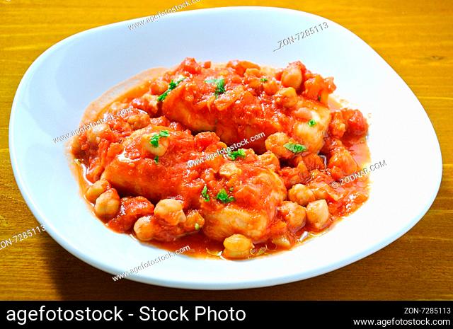 Salt cod with chickpeas and tomatoes Roman