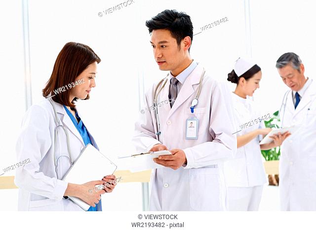 Busy medical workers