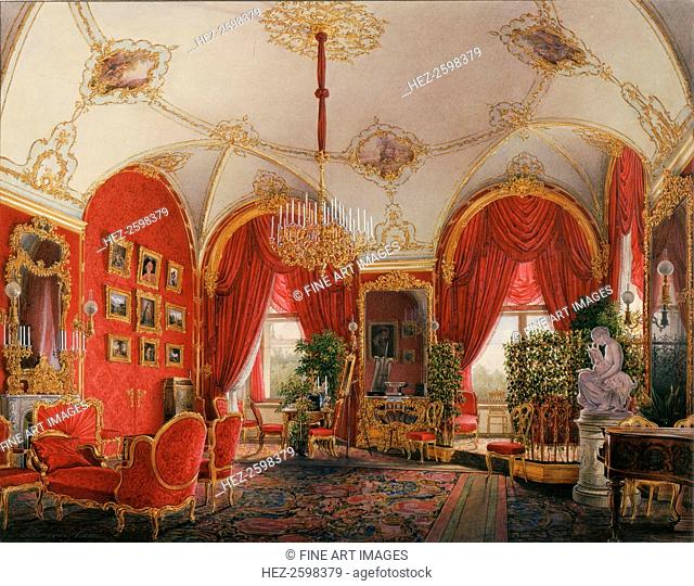 Interiors of the Winter Palace. The Fourth Reserved Apartment. The Corner Room, Mid of the 19th cen. Found in the collection of the State Hermitage, St