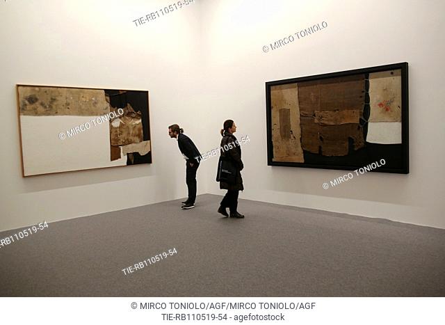 Exhibition of Alberto Burri at the Cini Foundation in Venice at the 58th International Art Exhibition of the Biennale, Venice, ITALY-10-05-2019