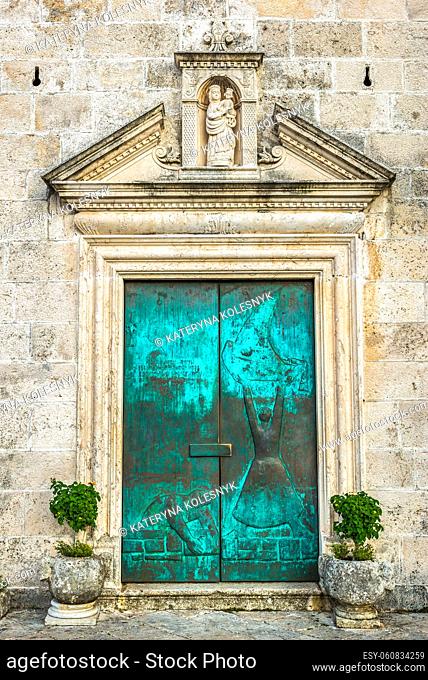 Door to the Our Lady of the Rocks church in Perast