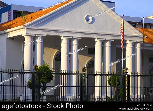 Malaysia, Penang, Georgetown, State Assembly Hall. The State Assembly Hall in Georgetown, Penang, is a neoclassical building in one of the city's oldest parts