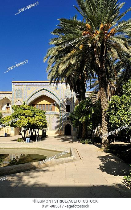 patio of the historic Khan Medrese, Shiraz, Fars, Iran, Persia, Asia