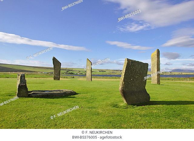 Standing Stones of Stenness, neolithic henge, United Kingdom, Scotland, Orkney, Orkney Mainland