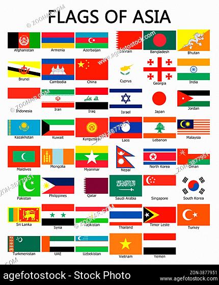 Complete set of Flags of the world sorted alphabetically with official colors