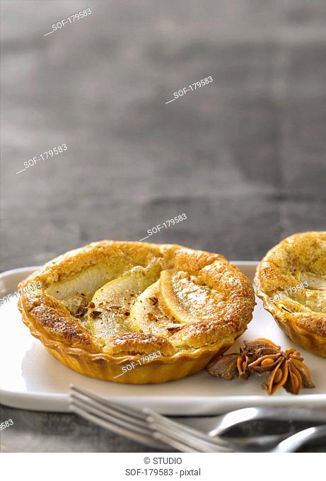 Pear, marzipane and star anise tartlet