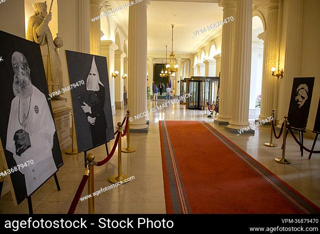 Illustration picture shows an exhibition from the artist David Katshiunga dedicated to the colonial past, in the peristyle of the federal parliament