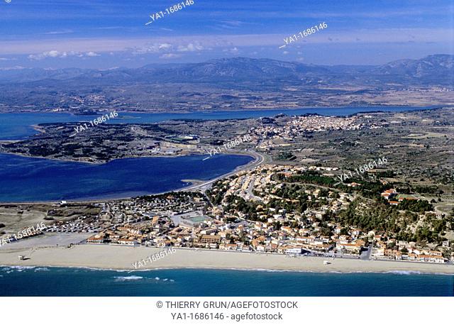 Port Leucate/Leucate Plage villages and Salses lake, Aude, Languedoc-Roussillon region, France