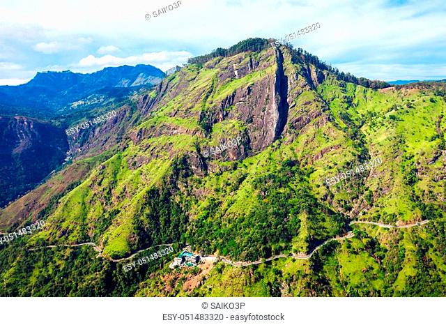 Aerial panoramic view of Ella Rock from Little Adams Peak. Little Adams Peak is located near Ella city, Sri Lanka