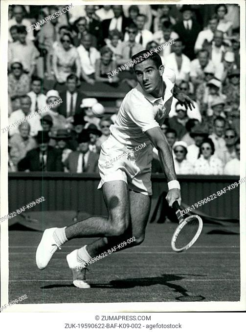Jun. 22, 1959 - 22.6.59 First day of Wimbledon Tennis Tournament. Keystone Photo Shows: E. Buchholz, (U.S.A.), in play against N