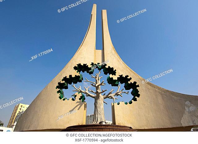 Tree Monument at Rolla square in the city centre of Sharjah, United Arab Emirates
