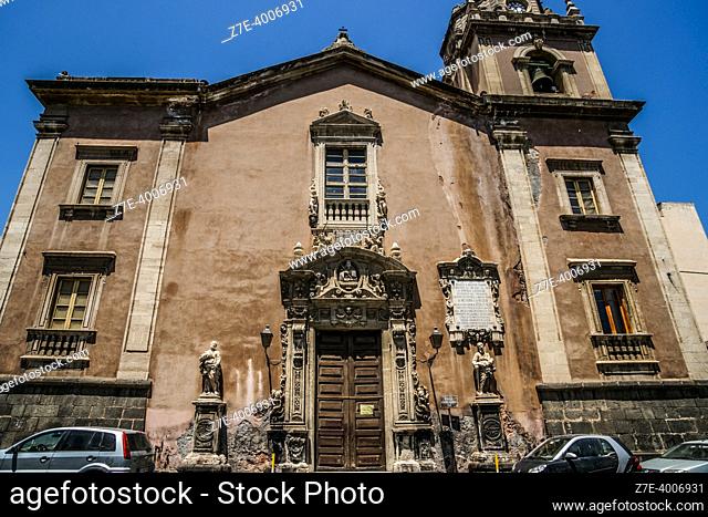 Church of Saint Agatha at the Borgo District (Sant'Agata al Borgo), Piazza Cavour, Via Etnea. Catania, Sicily, Italy