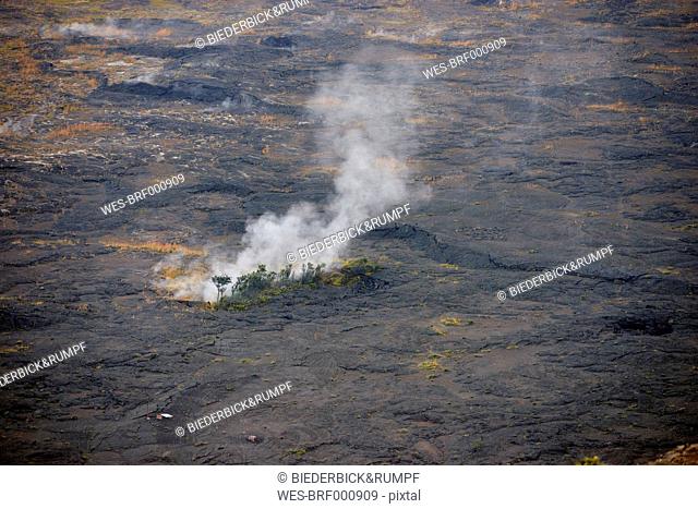 USA, Hawaii, Big Island, Volcanoes National Park, sulfur vapor at Kilauea Caldera