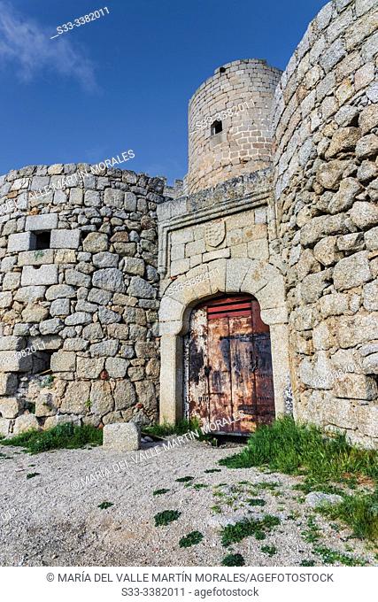 Old door at Castle of Manqueospese in Sierra Paramera. Sotalvo. Avila. Spain. Europe