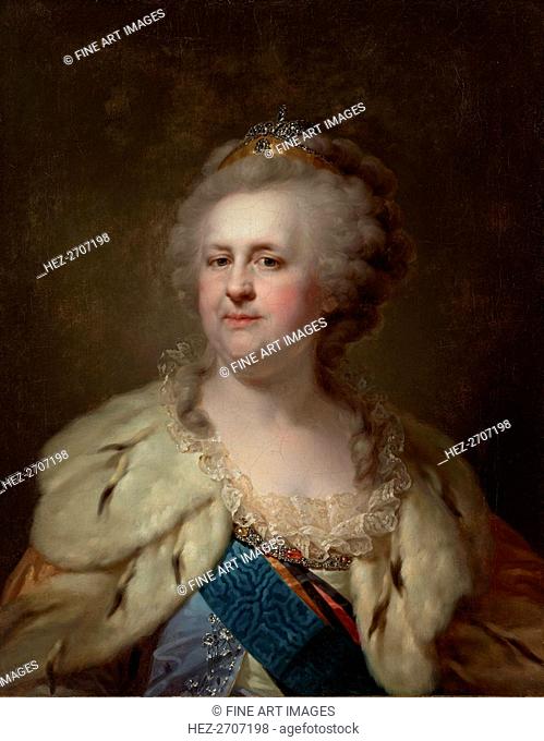Portrait of Empress Catherine II (1729-1796), 1790s. Creator: Lampi, Johann-Baptist von, the Elder (1751-1830)