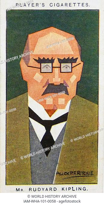 Player's cigarette card depicting Joseph Rudyard Kipling (1865 – 1936). English journalist, short-story writer, poet, and novelist
