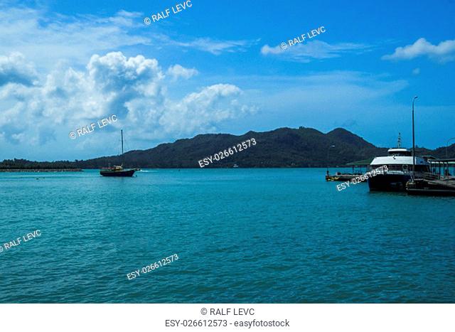 harbour / jetty of praslin in seychelles