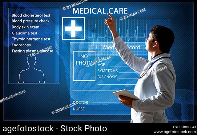 Doctor works with digital interface. Concept digital healthcare
