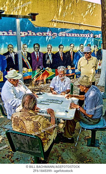 Retired local men playing dominoes in Little Havana Miami