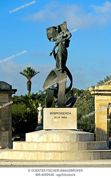 The Independence Monument at the entrance to the Maglio Gardens, Floriana, Valletta, Malta