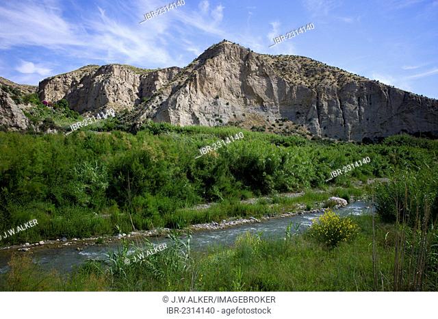 Landscape on the Rio Andarax river near the city of Almeria, Andalusia, Spain, Europe
