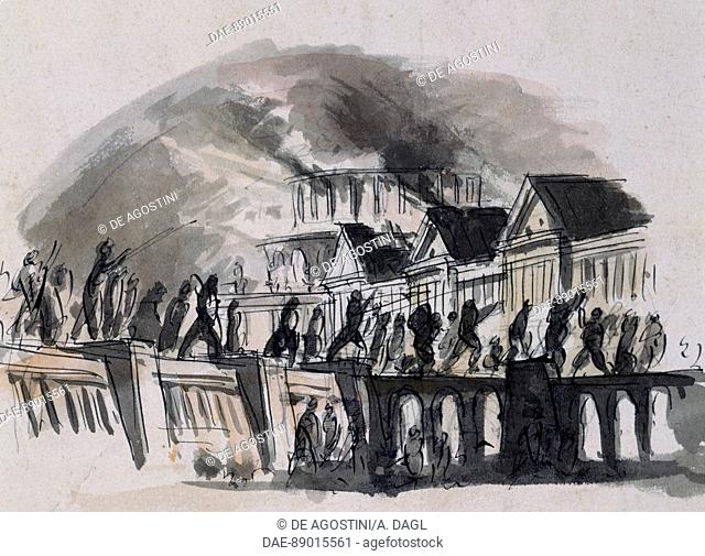 Set design by Pietro Bertoja (1828-1911) for L'assedio di Corinto (The Siege of Corinth) opera by Gioachino Rossini (1792-1868)