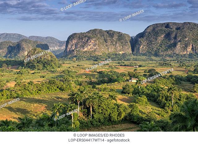 The dawn view across the Vinales Valley