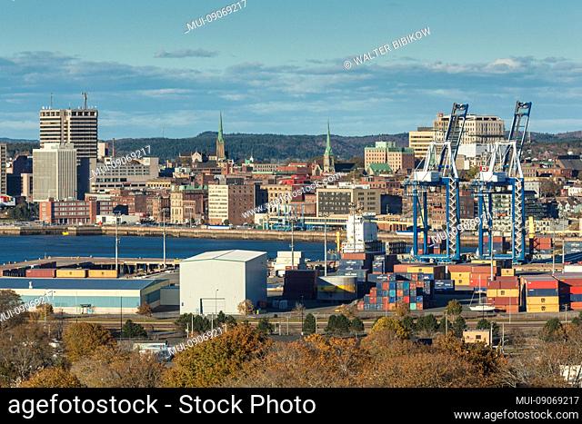 Canada, New Brunswick, Saint John, skyline from Saint John Harbour