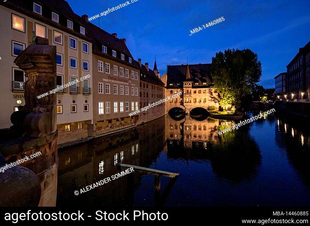 Museum Bridge and Holy Ghost Hospital in Nuremberg, Bavaria