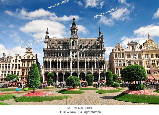 Houses of the famous Grand Place Brussels Belgium. Grand Place was named by UNESCO as a World Heritage Site