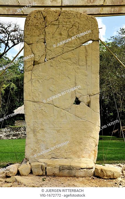 MEXICO, BONAMPAK, 23.03.2009, stele in Maya archaeological site Bonampak, Mexico, Latin America, America - BONAMPAK, CHIAPAS, MEXICO, 23/03/2009