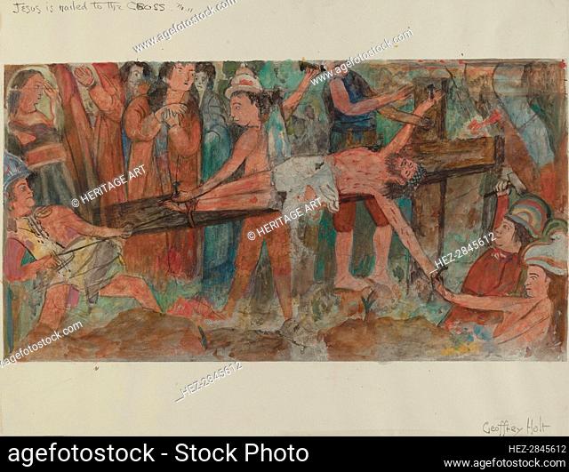 Station of the Cross No. 11: Jesus is Nailed to the Cross, c. 1936. Creator: Geoffrey Holt