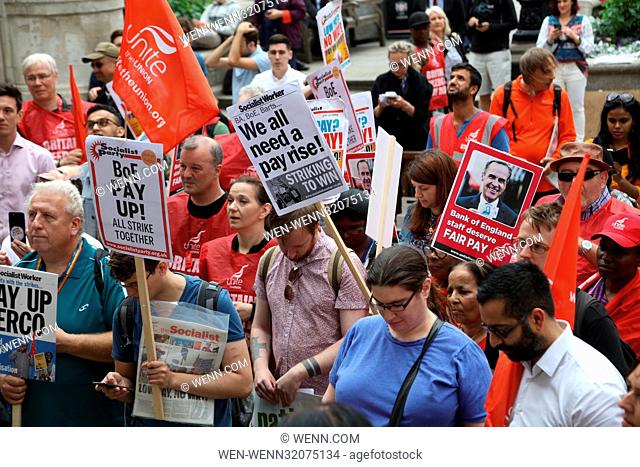 Bank of England staff protest over fair pay Featuring: Atmosphere Where: London, United Kingdom When: 03 Aug 2017 Credit: WENN.com