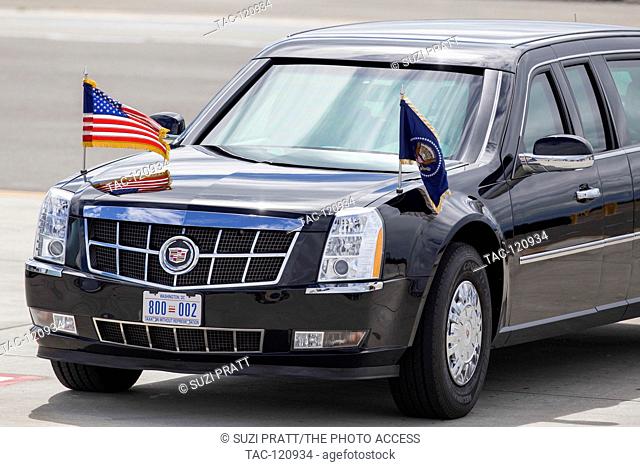 The Presidential State Car awaits at Seattle-Tacoma International Airport on June 24, 2016 in Seattle, Washington