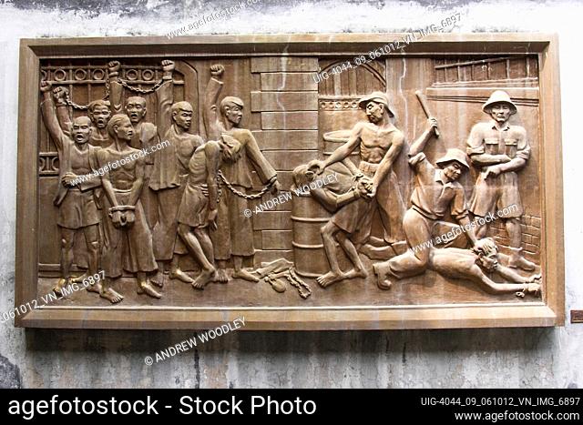 Sculptured image showing prisoner torture infamous French and Vietnamese Hoa Lo prison also called the Hanoi Hilton Vietnam