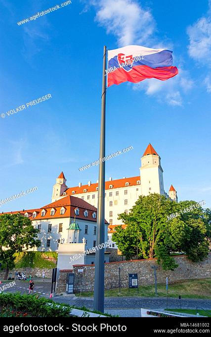 Bratislava (Pressburg), Bratislava Castle (Bratislavsky hrad), Slovak flag in Slovakia