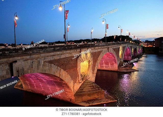 France, Midi-Pyrénées, Toulouse, Pont Neuf, bridge, Garonne River