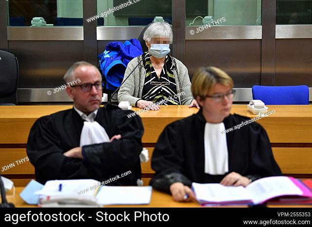 The accused Clara Maes and her lawyers Alexandre Mignon and Emilie Romain pictured during the jury constitution session at the assizes trial of Clara Maes