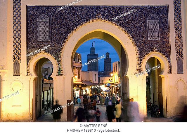 Morocco, Fes El Bali, imperial city, medina listed as World Heritage by UNESCO, Bab Boujloud door